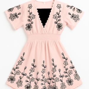 Blush Bloom Embroidered Skater Dress