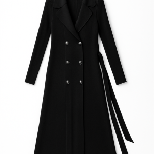 Noir Luxe Trench Dress