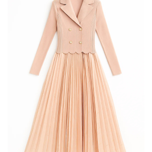 Regal Pleated Blazer Maxi Dress